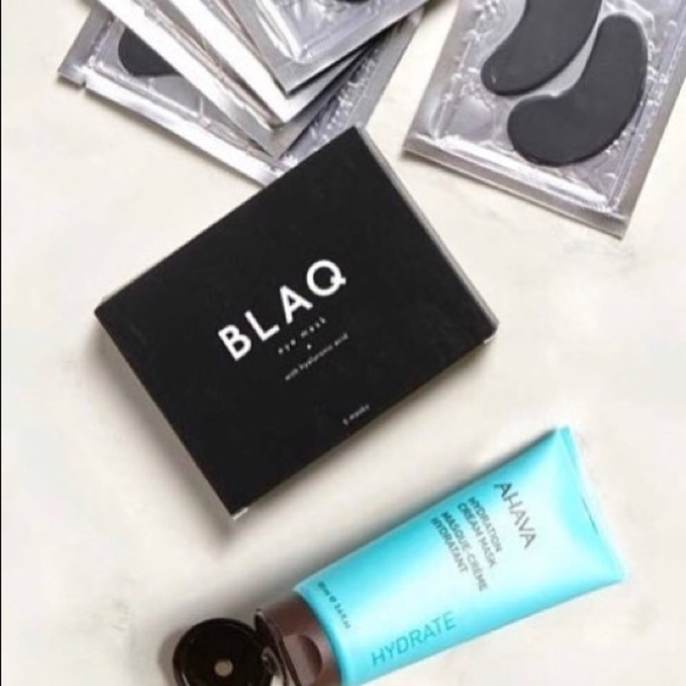 Blaq eye mask and Ahava hydration cream mask.